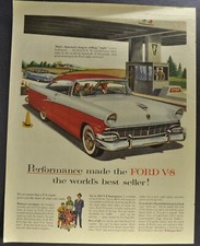 1956 Ford Customline Victoria Large Size Print Ad Excellent Original 56
