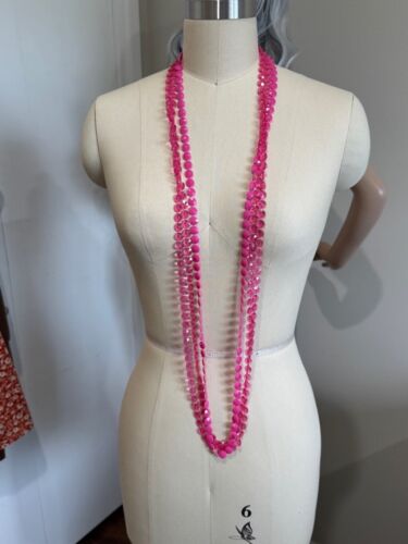 Mod años 60 sin marca rosa cuentas 50” multihilo collar y clip borla pendientes conjunto - Imagen 2 de 9