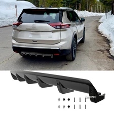 Gloss Black Car Rear Lower Bumper Diffuser 6 Fins Spoiler For Nissan Rogue S AWD