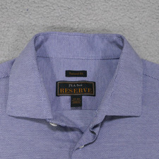 Jos A Bank Reserve Shirt Mens 17-33 atailored Fit Blue Long Sleeve
