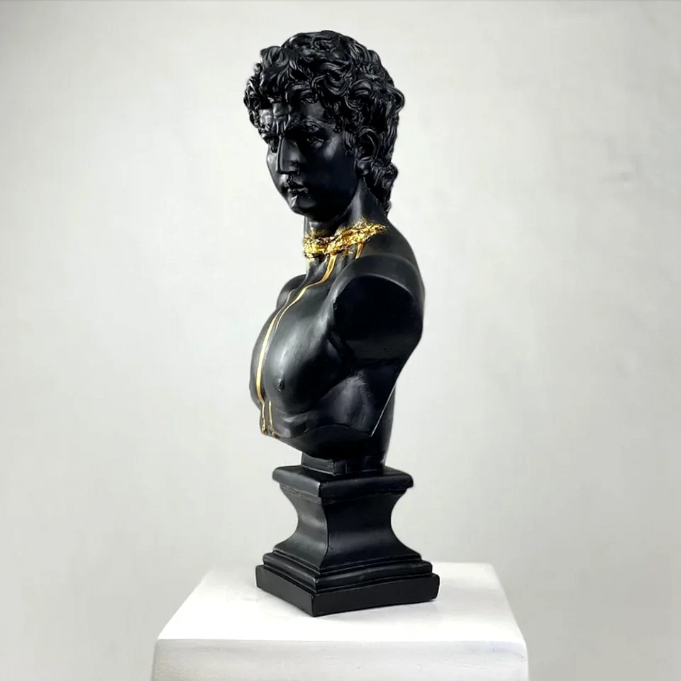 Grande scultura David Gold Blood, statua in marmo pop art decorazione casa... - Immagine 2 di 4