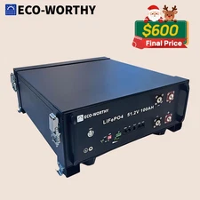 ECO-WORTHY 48v 100ah Lithium LiFePO4 Battery Stacked Style For Home Off-gird