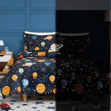 Glow in The Dark Kids Comforter Set Full Size for Boys Teen, Space Bedding Se...