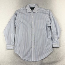 Lauren Ralph Lauren Dress Shirt 16 32/33 Classic Fit Non Iron Blue Strip Button