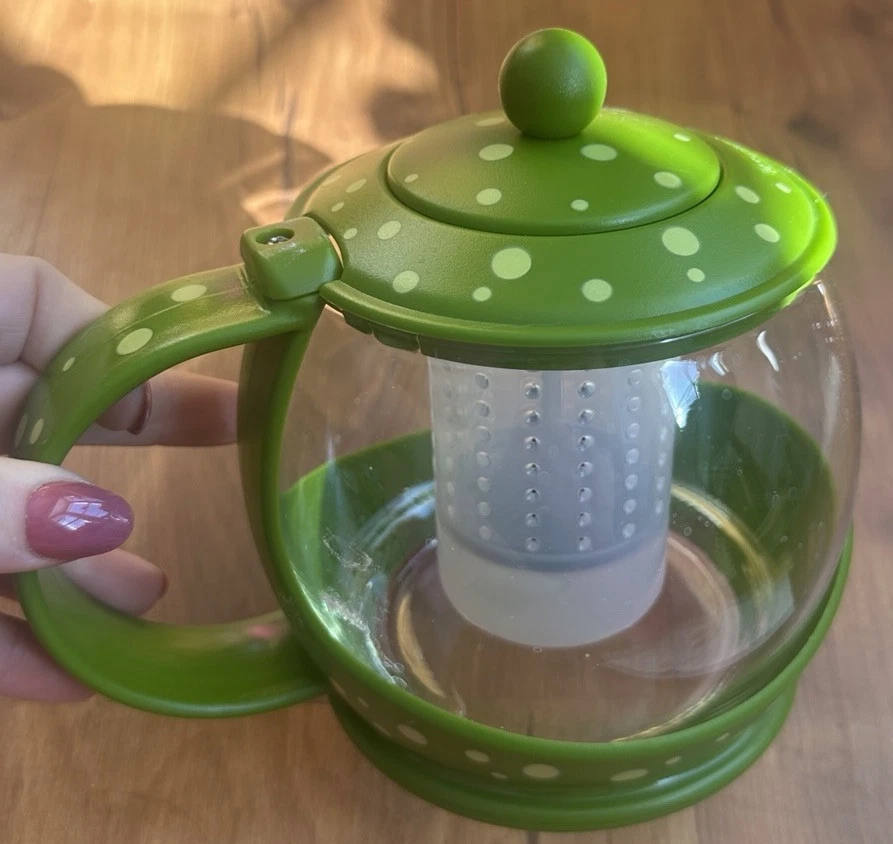 Prepology Tea Carafe w/ Infuser Green polk-a-dot Kettle