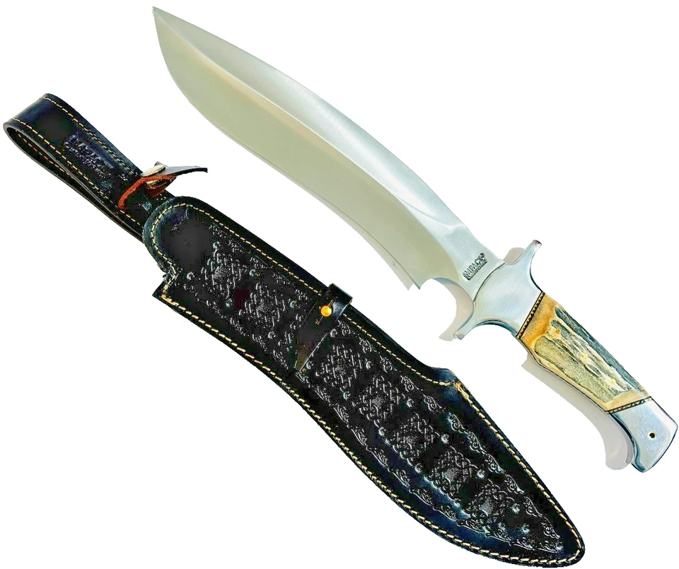 Cubiertos de impacto hechos a medida Sasquatch 18" Bowie cuchillo mango de hueso cuchillos hechos a mano Foto 3 de 4