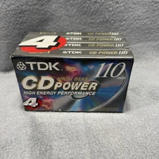 4 Pack TDK CD Power 110 Min Blank Audio Cassettes High Bias Type II