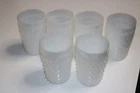 6 VINTAGE Hobnail White Milk Glass Juice Glasses Cups 4 3/8"