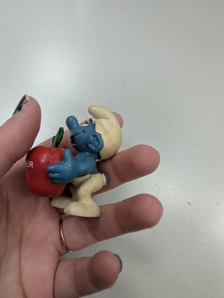 1983 Pitufos #1 Maestro Rojo Manzana Pitufo Raro Figura De Colección PVC Juguete 20160 Foto 3 de 4