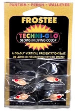 Lindy FROSTEE Size 8 Techni-Glo Red Eye Deadly Vertical Ice Jig 4 Count Package