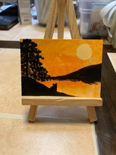 ACEO Original Acrylic Painting Landscape Abstract Art Card ATC Scenery 151