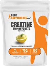 BulkSupplements Creatine Monohydrate Powder - Lemon Italian Ice - 7g per Serving
