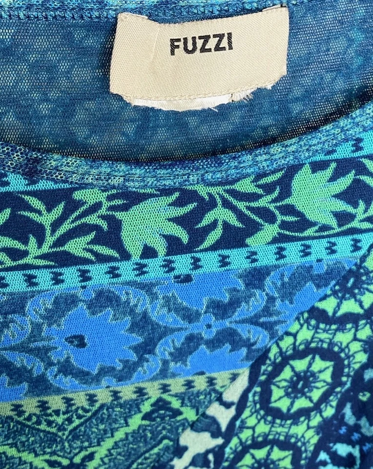 Blusa FUZZI Mosaico Azulejo Estampado Mixto Malla Asimétrica L XL Jean Paul Gaultier Foto 4 de 4