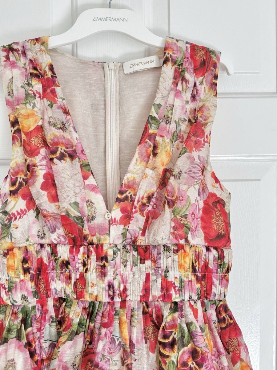 NWOT $1,150 Zimmermann Wonderland Silk Linen Elka Poppy NWOT $1,150 Zimmermann Wonderland Silk Linen Elka Poppy