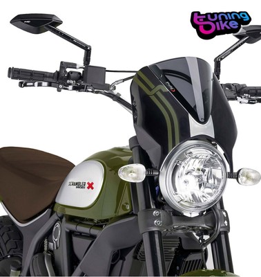 PUIG HECKSCHEIBE FÜR DUCATI SCRAMBLER ICON/CLASSIC/FULL 2021 DUNKELRAUCH-SCHWARZ