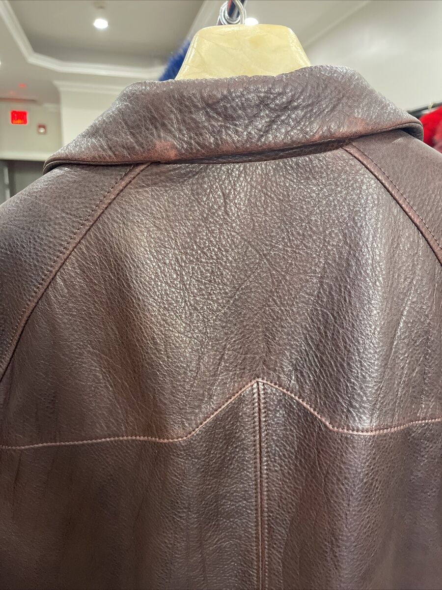 Thick Heavy Brown Distressed Pebbled Leather Flannel Lined Thick Heavy Brown Distressed Pebbled Leather Flannel Lined