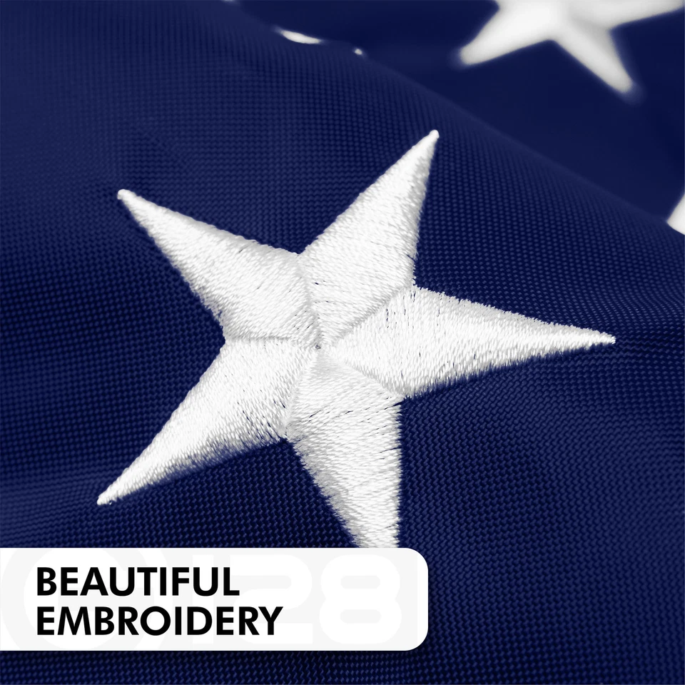 American Flag 4x6 Ft, Made From 210D Polyester, Embroidered Stars, Sewn Stripes - Image 3 of 4