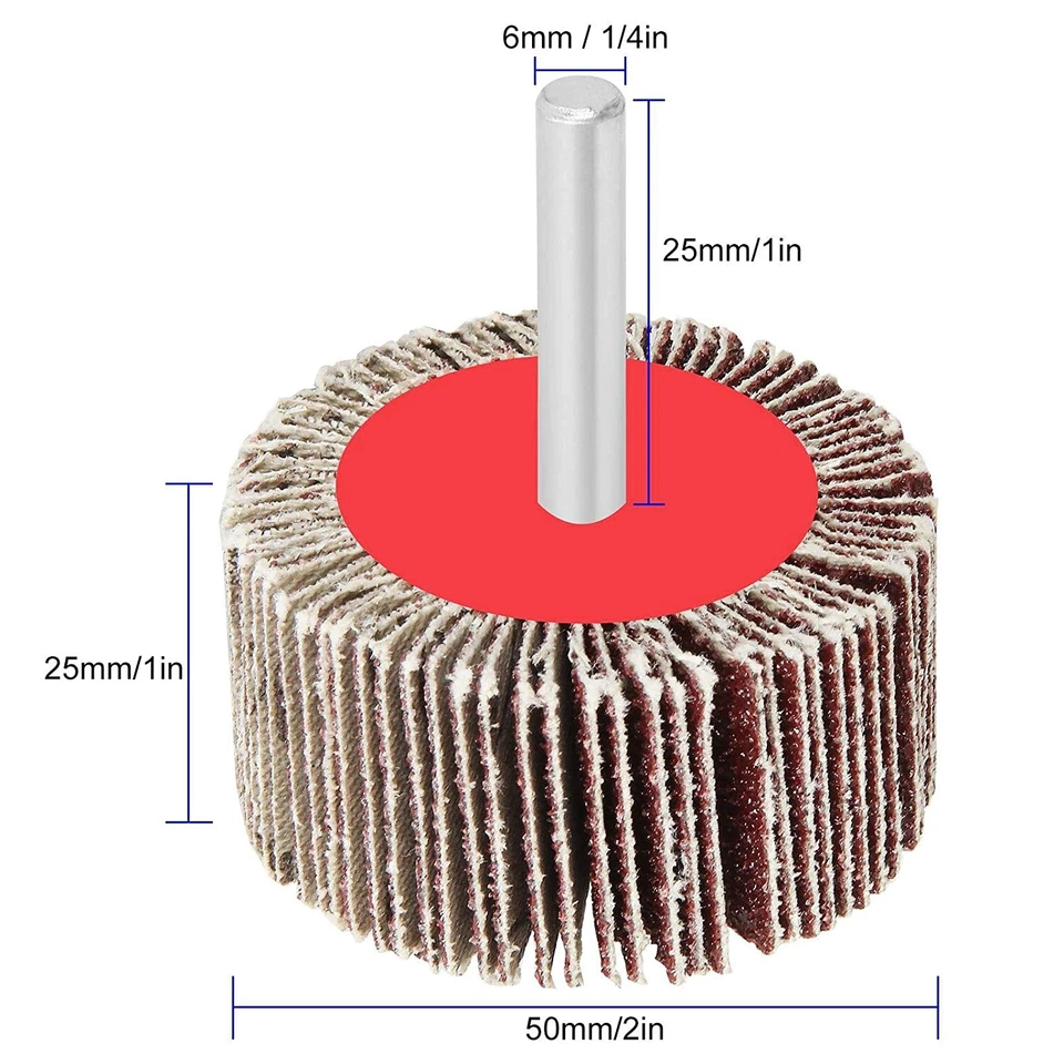 12PACK 2x1x1/4" Flap Wheel Sander for Drill Mounted Sanding Grinding 40-120 Grit - Image 2 of 4