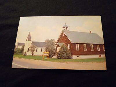 Lake Pleasant Route 8 Two Houses of Worship - Old Postcard