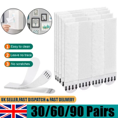 30/60/90 Pairs Command Strips Self Adhesive Wall Hanging Picture Frames Posters