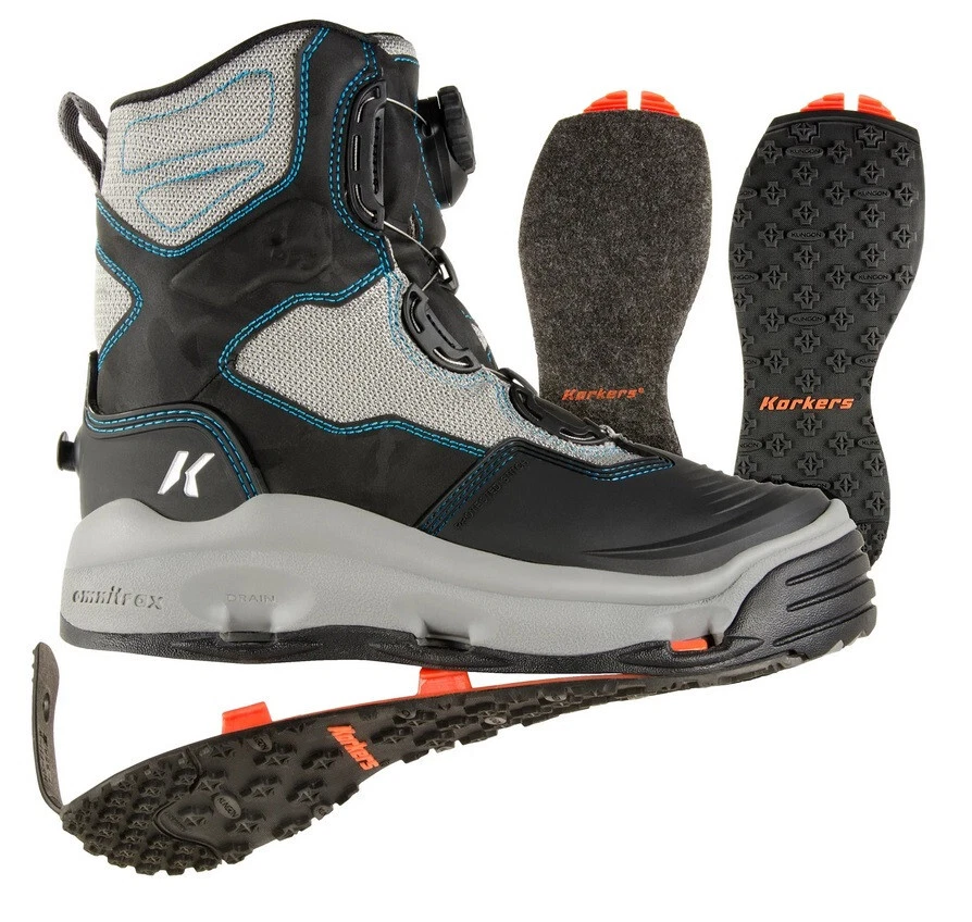 SIZE #9 KORKERS WOMENS DARKHORSE WADING FISHING BOOT FELT + KLING-ON SOLES