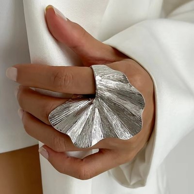 Gold Silber Farbe Ginkgo-Blatt-Ring  Für Frauen Männer