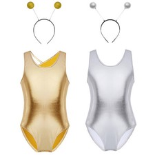 Kids Girls Bodysuit Tank Leotard Astronaut Costume Outfit Halloween Sleeveless