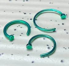 1pc Metallic Green Plated Surgical Steel Nose Hoop Jewelry 18g 20g, 8mm 10mm