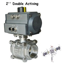 Hot Sale NPT 2'' 3-Piece 1000psi Pneumatic Double Acting Air Actuated Ball Valve