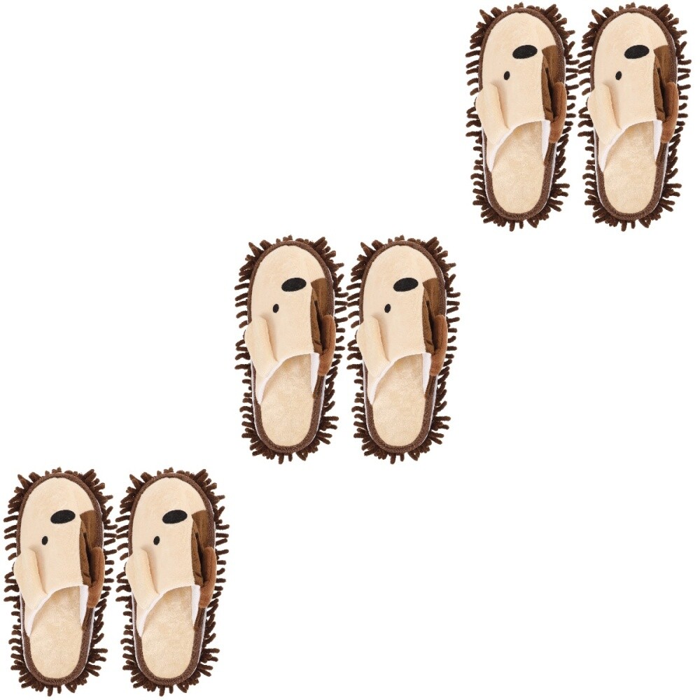 APL 3 paia di pantofole posteriori per pulizia mop lavabili pantofole cartone animato mop pantler