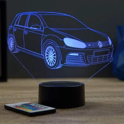 JNB-MAKER Lampe de chevet veilleuse 3D VW Golf 6 R avec télécommande - Cadeau anniversa...