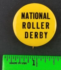 Vintage National Roller Derby Skating Pinback Pin