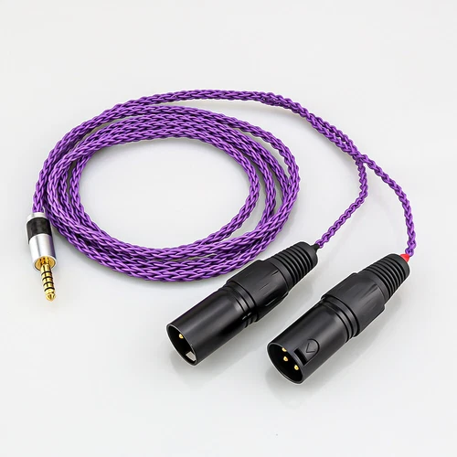 Cavo Adattatore Audio XLR Bilanciato Maschio a Doppio 2x3pin 8 Core Placcato Argento 4,4mm - Foto 5 di 6