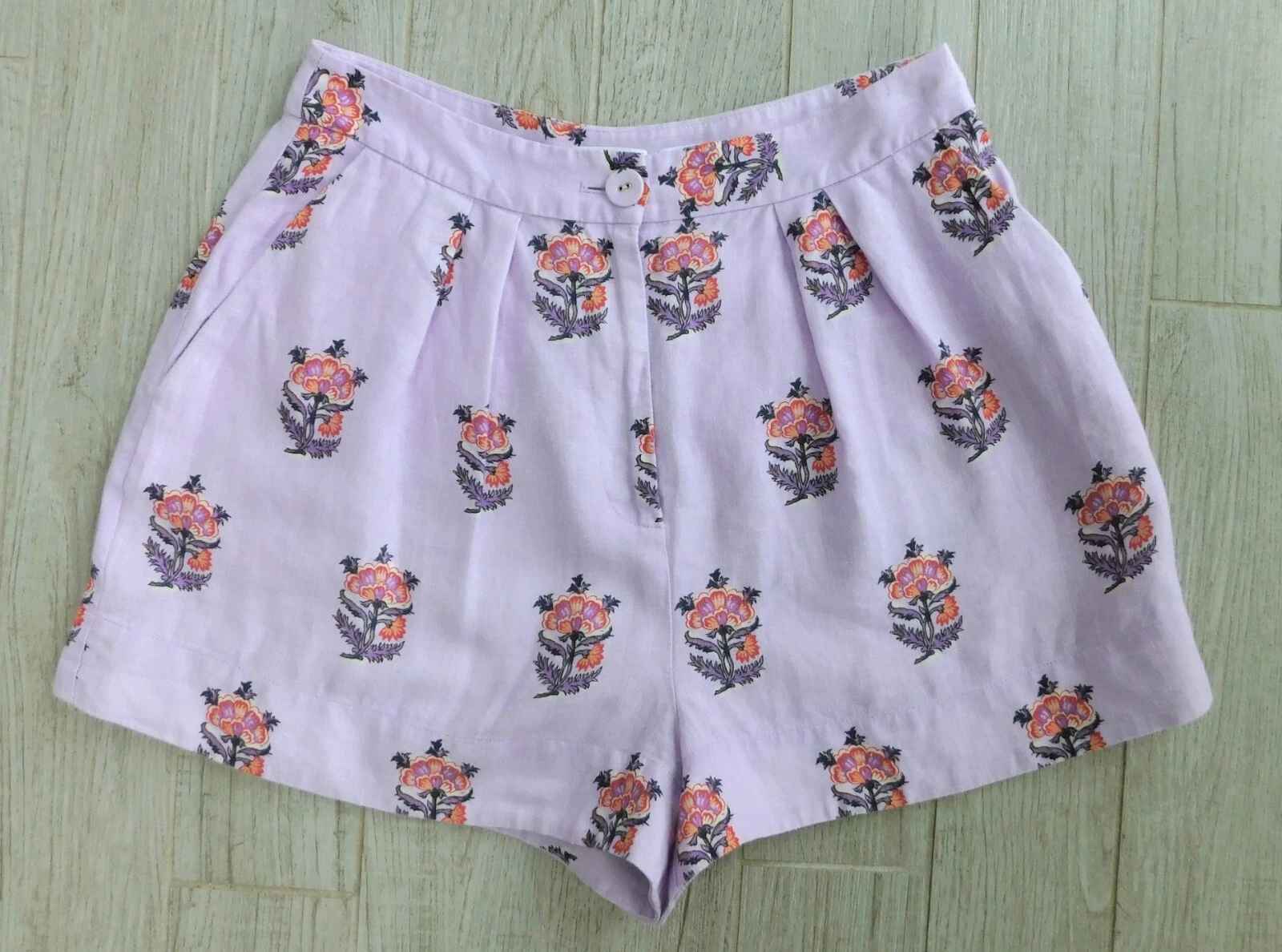 Rhode Lavender Print Linen Shorts 6