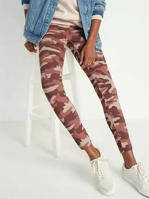 Old Navy Womens High-Waisted Printed Leggings Pink Camo Size Small NWT