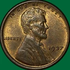 1937 Lincoln Wheat Cent Uncirculated UNC Coin #34066