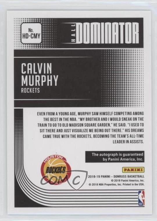 2018 Panini Donruss Hall Dominator Signatures /99 Calvin Murphy #HD-CMY Auto HOF - Image 2 of 2