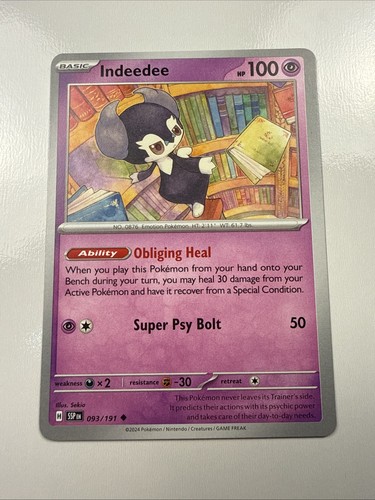 Indeedee 093/191 Sv08: Surging Sparks Reverse Holo - Picture 2 of 7