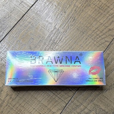 BRAWNA Disposable Pen Type Machine Covers 200 Pack Lips Multicolor Rectangle