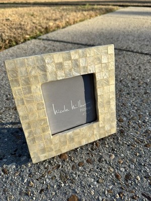 Nicole Miller Home Mother Of Pearl Mosaic Picture Frame 5x5 Coastal Boho Living