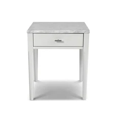 Maklaine 18" Italian Marble Top End Table in White