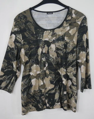 GERRY WEBER Stretch Blusen Shirt Strasssteine Gold Glitzer Blumen Größe 42  TOP! - Bild 1 von 4