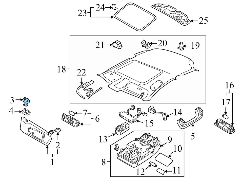2012-2014 2018-2023 AUDI TT RS QUATTRO - SUN Visor CLIP / Bracket 8W0857562A - Image 3 of 4
