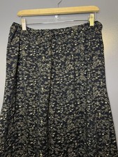 Handmade Black Floral Print Maxi Skirt Womens Med/Lrg Elastic Waist Long Boho