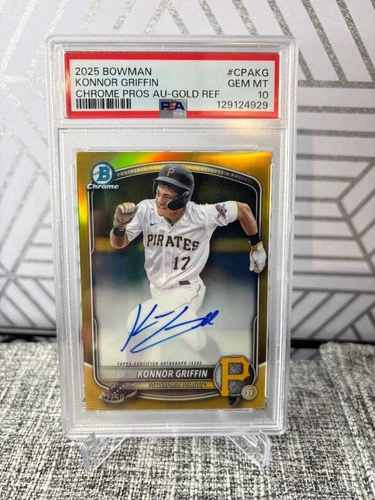 KONNOR GRIFFIN 2025 Bowman Chrome Prospect Auto TRUE GOLD Refractor /50 PSA 10
