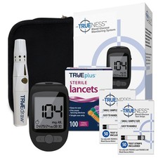 Blood Glucose Meter Bundle Monitor Case 100 Strips 100 Lancets Device