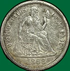 1868 Seated Liberty Dime Near Almost Uncirculated AU/XF+ Coin #43587