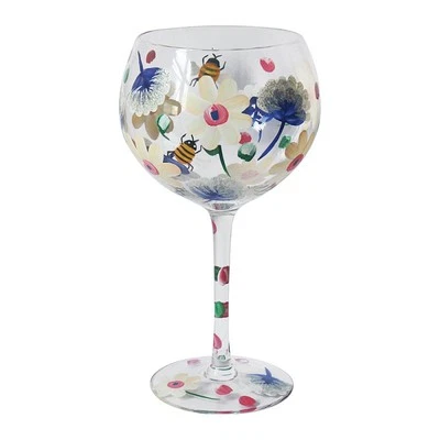 LESSER & PAVEY Cocktail Glass Lynsey Johnstone Busy Bee Floral Gin Hand Painted Ladies Drink
