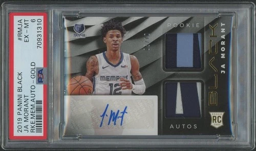 2019/20 Panini Black #RMJA Ja Morant Gold Rookie Patch Auto #05/10 PSA 6