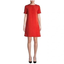 A.P.C. Cassandre Red Shift Dress Short Sleeve Modal Linen Minimalist French